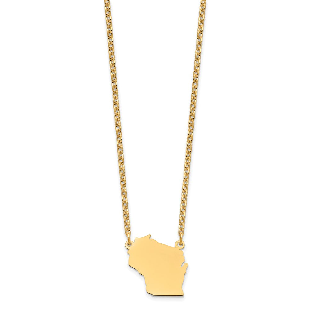 Sterling Silver/Gold-plated Wisconsin State Necklace XNA706GP-WI