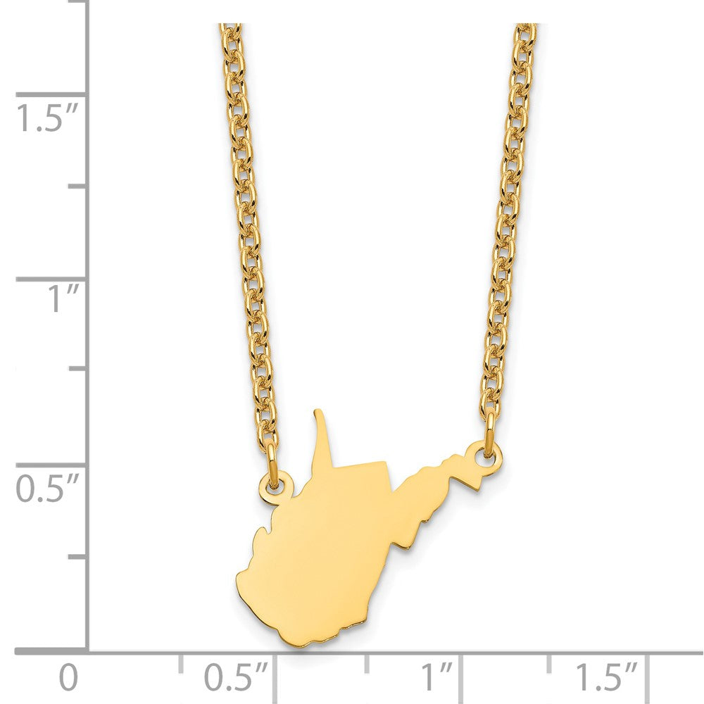 Sterling Silver/Gold-plated West Virginia State Necklace XNA706GP-WV