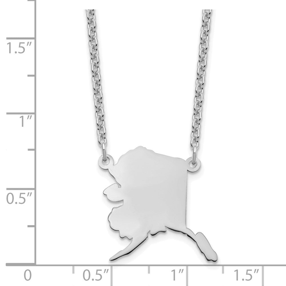 Sterling Silver/Rhodium-plated Alaska State Necklace XNA706SS-AK