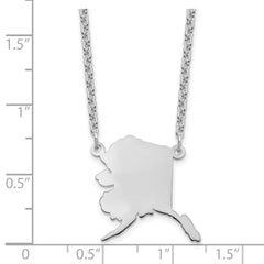 Sterling Silver/Rhodium-plated Alaska State Necklace XNA706SS-AK