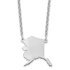 Sterling Silver/Rhodium-plated Alaska State Necklace XNA706SS-AK
