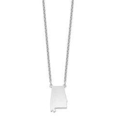 Sterling Silver/Rhodium-plated Alabama State Necklace XNA706SS-AL