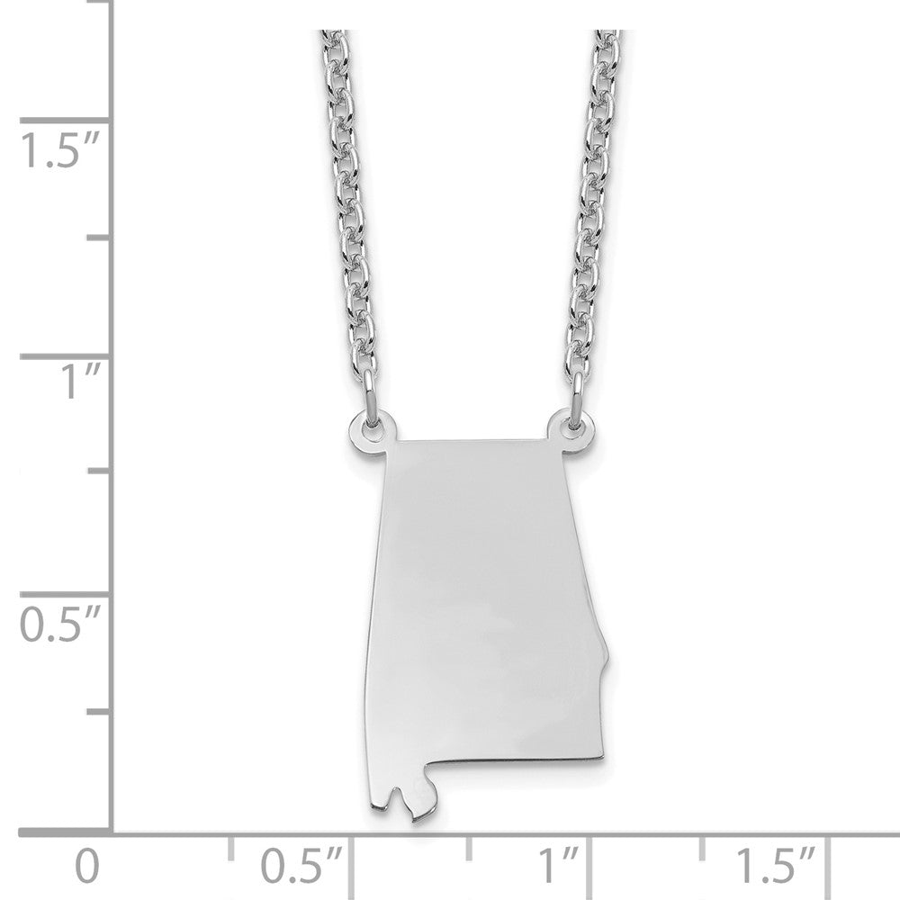 Sterling Silver/Rhodium-plated Alabama State Necklace XNA706SS-AL