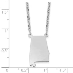 Sterling Silver/Rhodium-plated Alabama State Necklace XNA706SS-AL