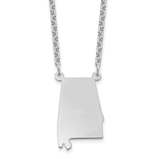 Sterling Silver/Rhodium-plated Alabama State Necklace XNA706SS-AL