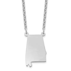 Sterling Silver/Rhodium-plated Alabama State Necklace XNA706SS-AL
