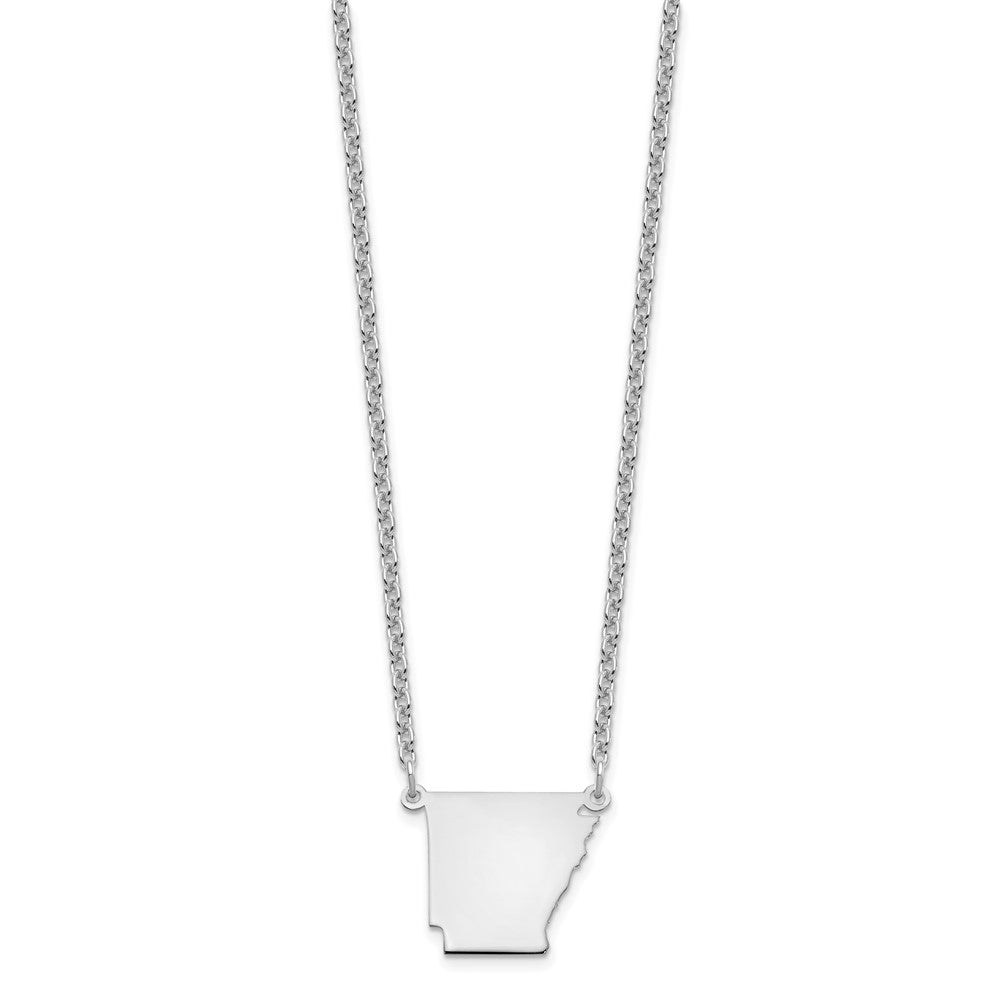 Sterling Silver/Rhodium-plated Arkansas State Necklace XNA706SS-AR