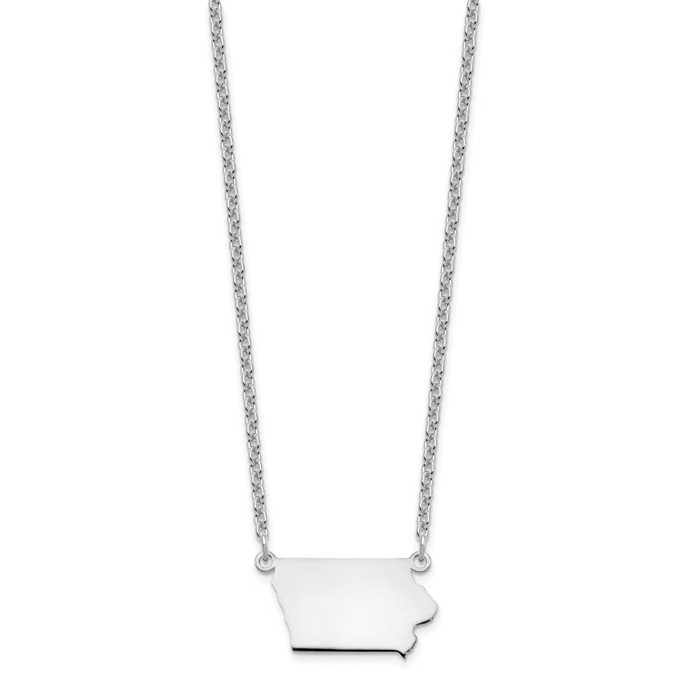 Sterling Silver/Rhodium-plated Iowa State Necklace XNA706SS-IA