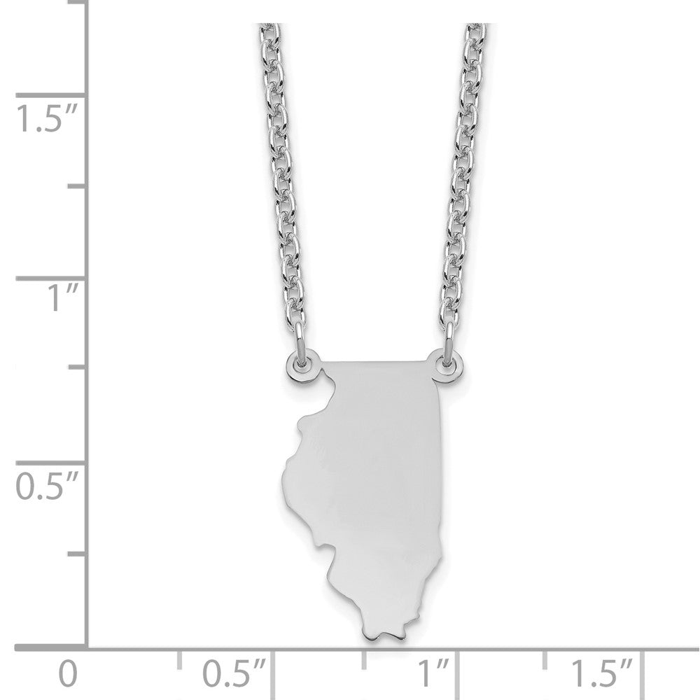 Sterling Silver/Rhodium-plated Illinois State Necklace XNA706SS-IL