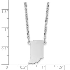 Sterling Silver/Rhodium-plated Indiana State Necklace XNA706SS-IN