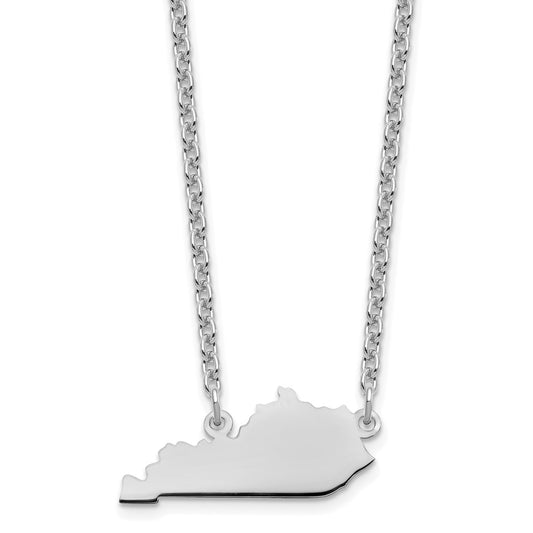 Sterling Silver/Rhodium-plated Kentucky State Necklace XNA706SS-KY