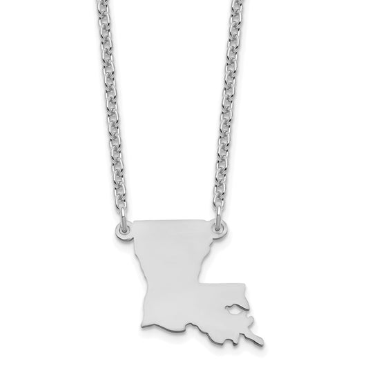 Sterling Silver/Rhodium-plated Louisiana State Necklace XNA706SS-LA