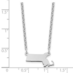 Sterling Silver/Rhodium-plated Massachusetts State Necklace XNA706SS-MA