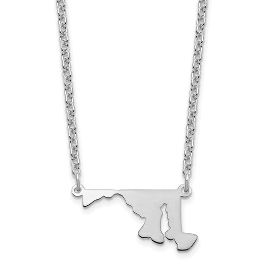 Sterling Silver/rhodium-plated Maryland State Necklace XNA706SS-MD