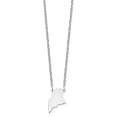 Sterling Silver/Rhodium-plated Maine State Necklace XNA706SS-ME