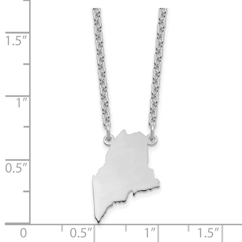 Sterling Silver/Rhodium-plated Maine State Necklace XNA706SS-ME