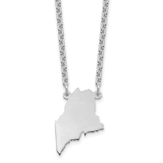 Sterling Silver/Rhodium-plated Maine State Necklace XNA706SS-ME