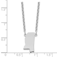 Sterling Silver/Rhodium-plated Mississippi State Necklace XNA706SS-MS