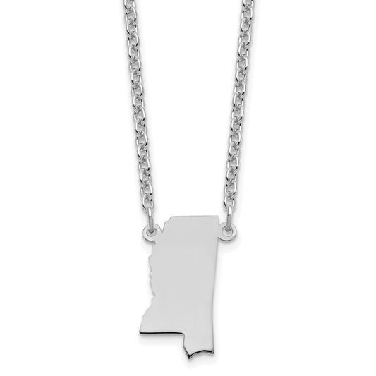 Sterling Silver/Rhodium-plated Mississippi State Necklace XNA706SS-MS