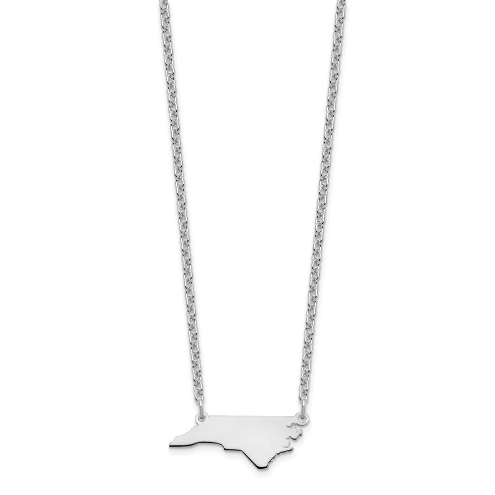Sterling Silver/Rhodium-plated North Carolina State Necklace XNA706SS-NC