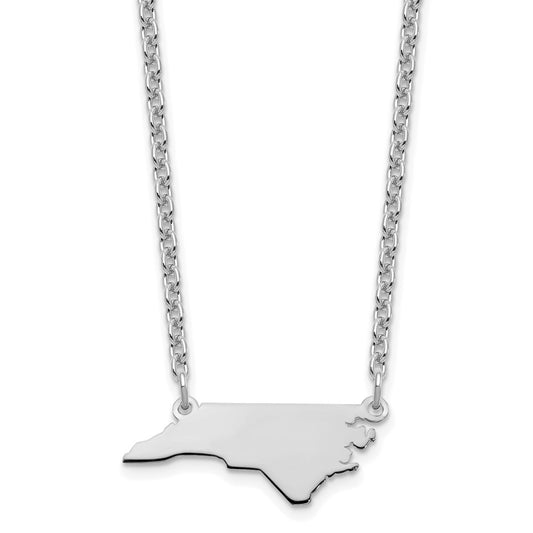 Sterling Silver/Rhodium-plated North Carolina State Necklace XNA706SS-NC