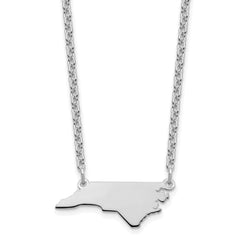 Sterling Silver/Rhodium-plated North Carolina State Necklace XNA706SS-NC