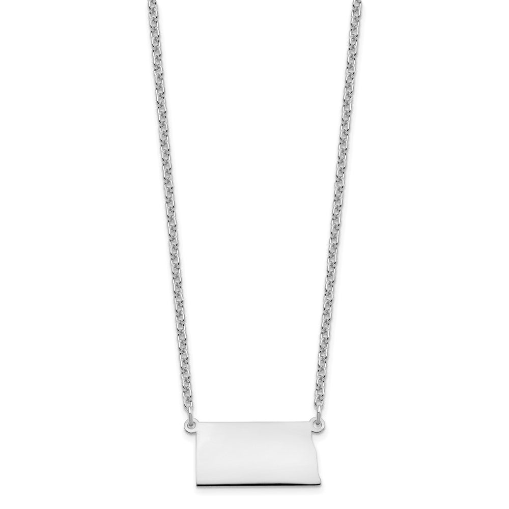 Sterling Silver/Rhodium-plated North Dakota State Necklace XNA706SS-ND