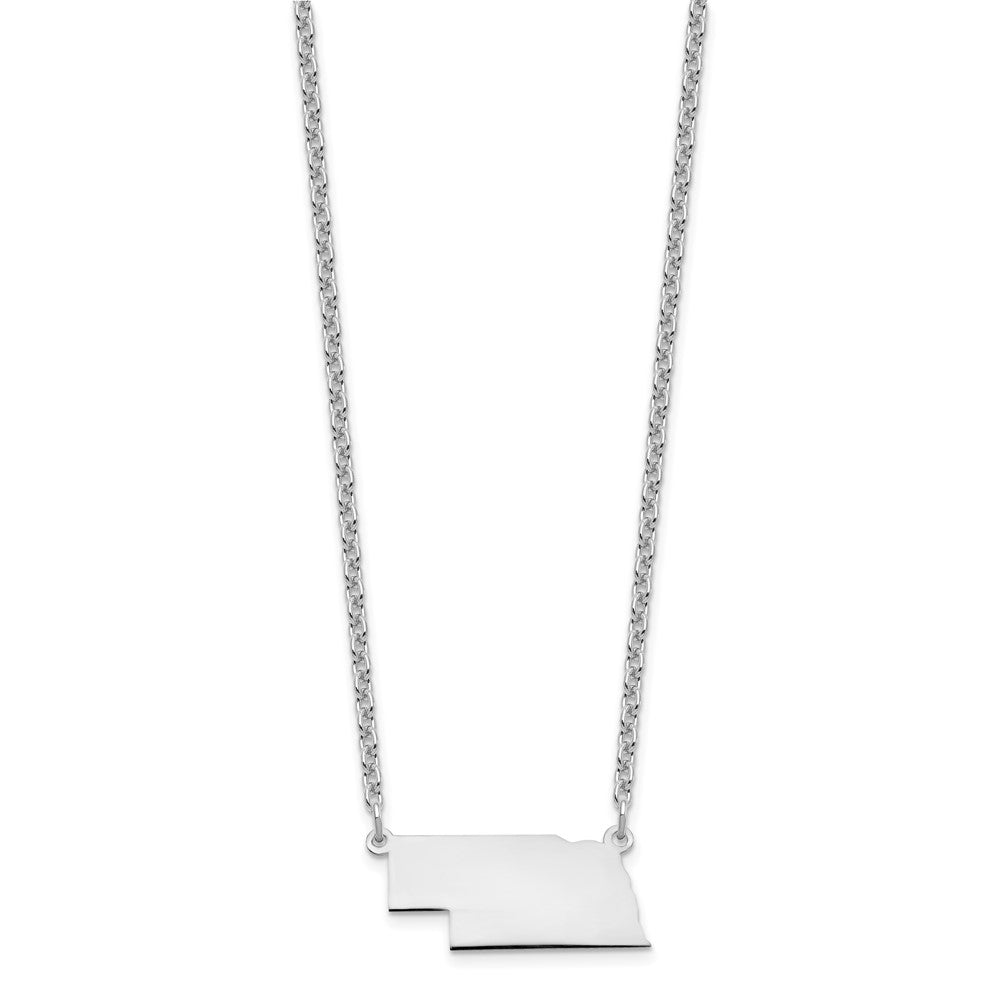 Sterling Silver/Rhodium-plated Nebraska State Necklace XNA706SS-NE