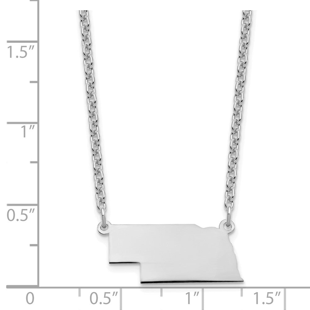Sterling Silver/Rhodium-plated Nebraska State Necklace XNA706SS-NE