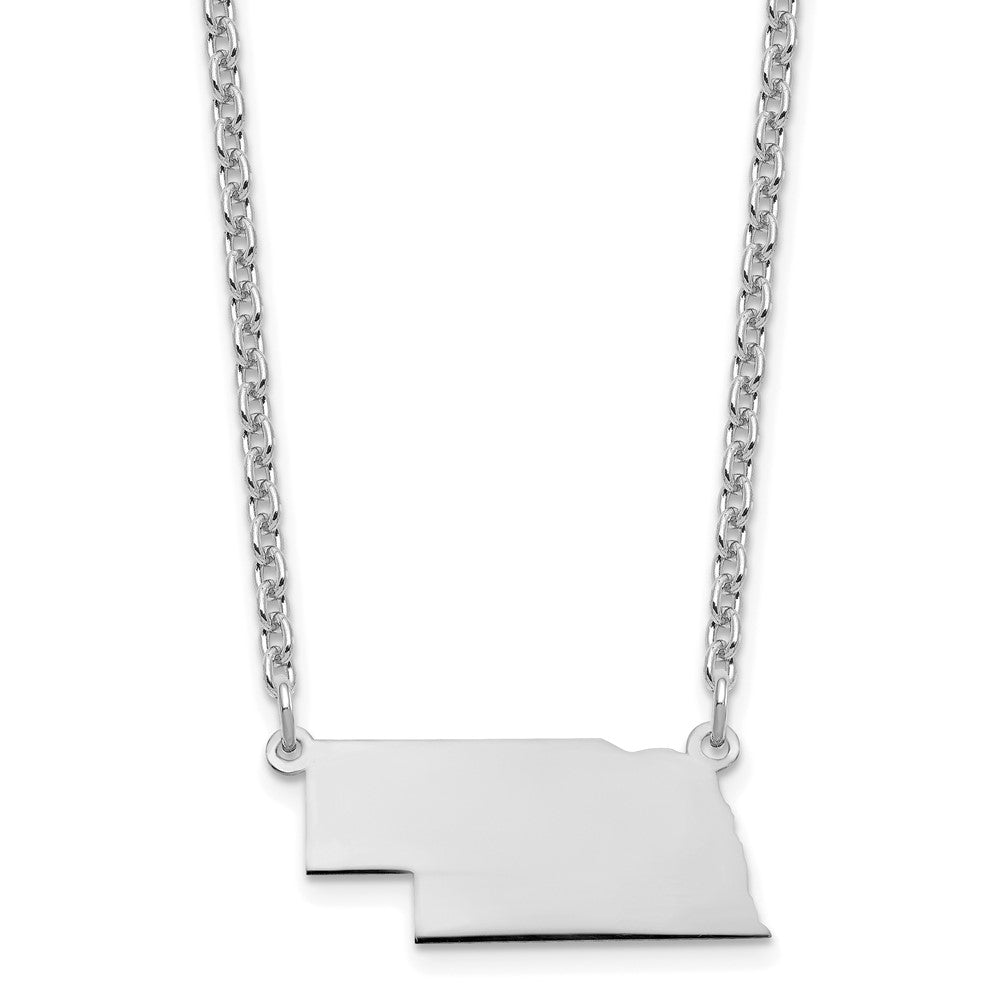 Sterling Silver/Rhodium-plated Nebraska State Necklace XNA706SS-NE