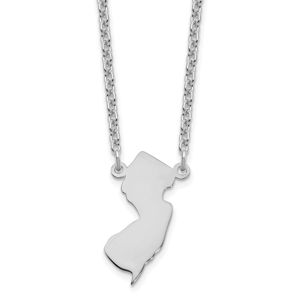 Sterling Silver/Rhodium-plated New Jersey State Necklace XNA706SS-NJ