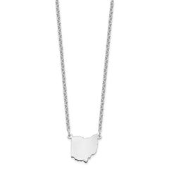 Sterling Silver/Rhodium-plated Ohio State Necklace XNA706SS-OH