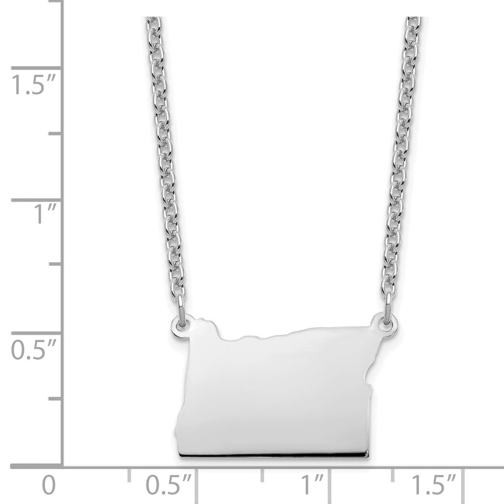 Sterling Silver/Rhodium-plated Oregon State Necklace XNA706SS-OR