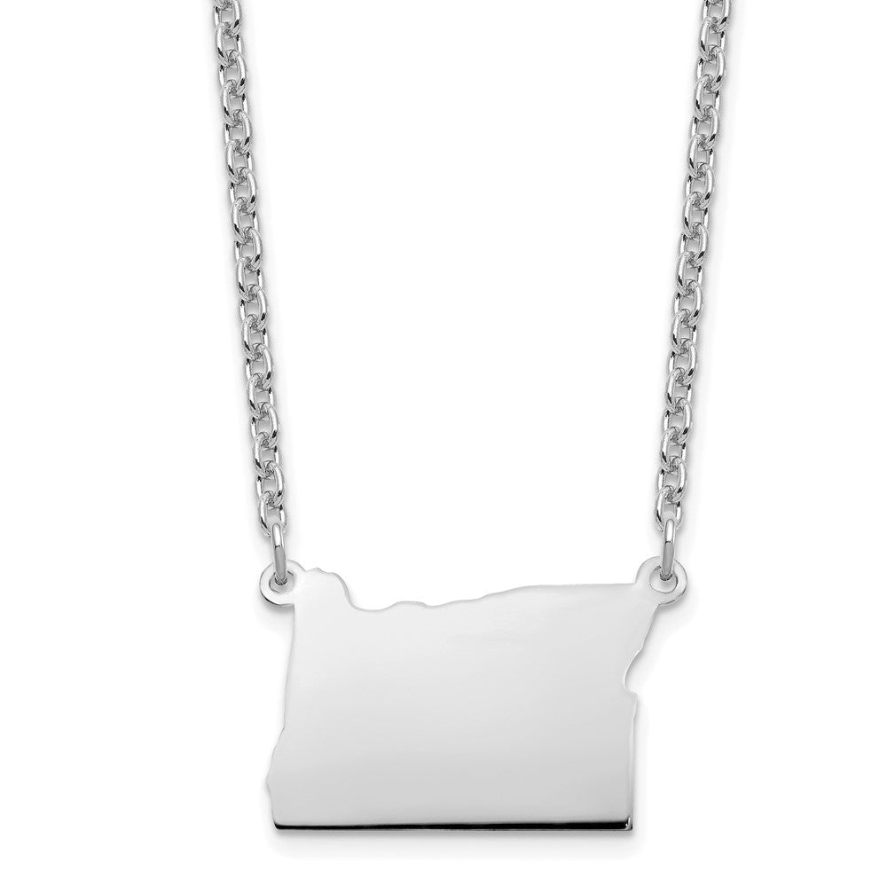 Sterling Silver/Rhodium-plated Oregon State Necklace XNA706SS-OR
