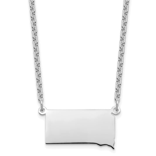 Sterling Silver/Rhodium-plated South Dakota State Necklace XNA706SS-SD