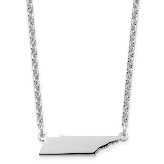 Sterling Silver/Rhodium-plated Tennessee State Necklace XNA706SS-TN
