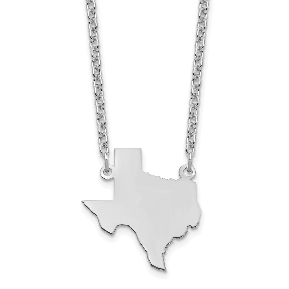 Sterling Silver/Rhodium-plated Texas State Necklace XNA706SS-TX