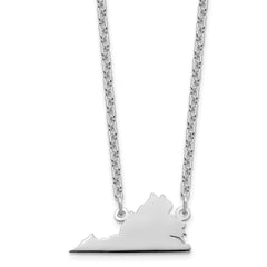 Sterling Silver/Rhodium-plated Virginia State Necklace XNA706SS-VA