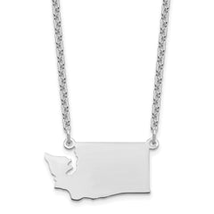 Sterling Silver/Rhodium-plated Washington State Necklace XNA706SS-WA