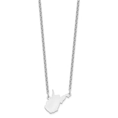 Sterling Silver/Rhodium-plated West Virginia State Necklace XNA706SS-WV