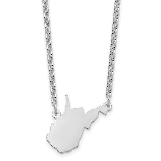 Sterling Silver/Rhodium-plated West Virginia State Necklace XNA706SS-WV