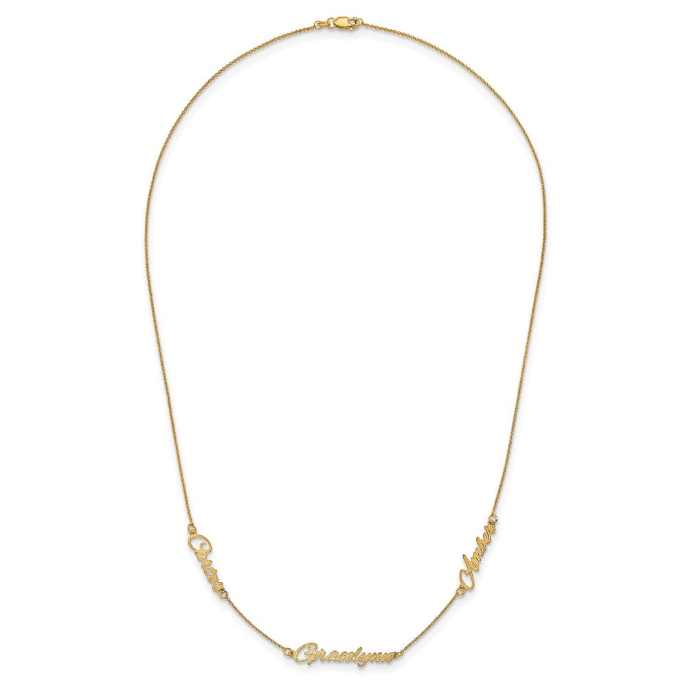 Sterling Silver/Gold-plated Brushed 3 Name Necklace XNA879GP