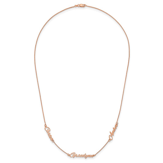 Sterling Silver/Rose-plated Brushed 3 Name Necklace XNA879RP