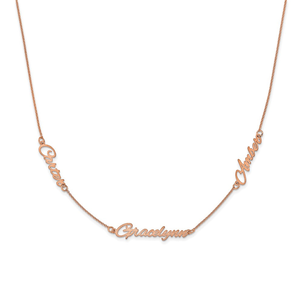 Sterling Silver/Rose-plated Brushed 3 Name Necklace XNA879RP
