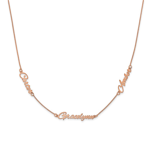 Sterling Silver/Rose-plated Brushed 3 Name Necklace XNA879RP