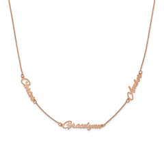 Sterling Silver/Rose-plated Brushed 3 Name Necklace XNA879RP