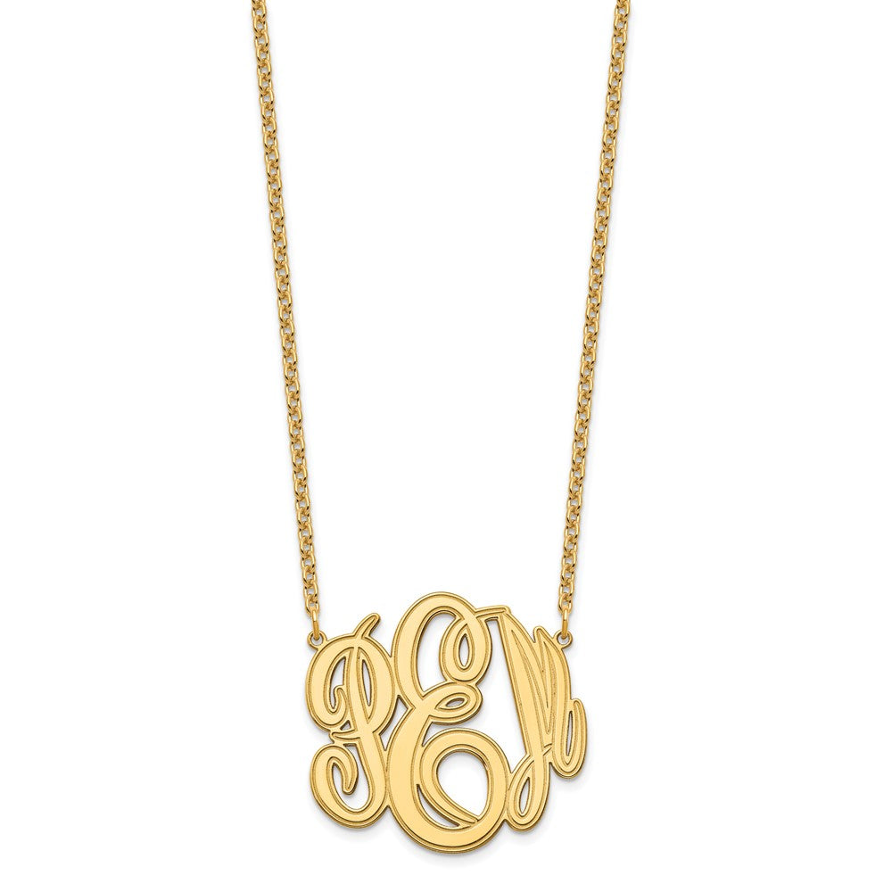 Sterling Silver/Gold-plated Etched Monogram Necklace XNA889GP