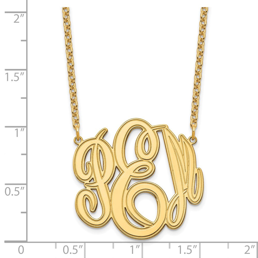 Sterling Silver/Gold-plated Etched Monogram Necklace XNA889GP