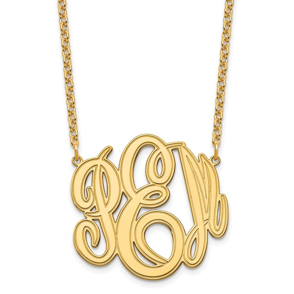 Sterling Silver/Gold-plated Etched Monogram Necklace XNA889GP