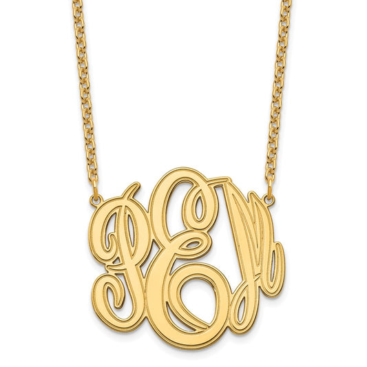 Sterling Silver/Gold-plated Etched Monogram Necklace XNA889GP